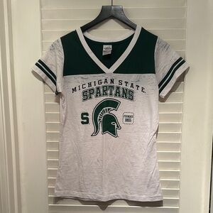Women's Michigan State Spartans V-Neck Tee - Green & White